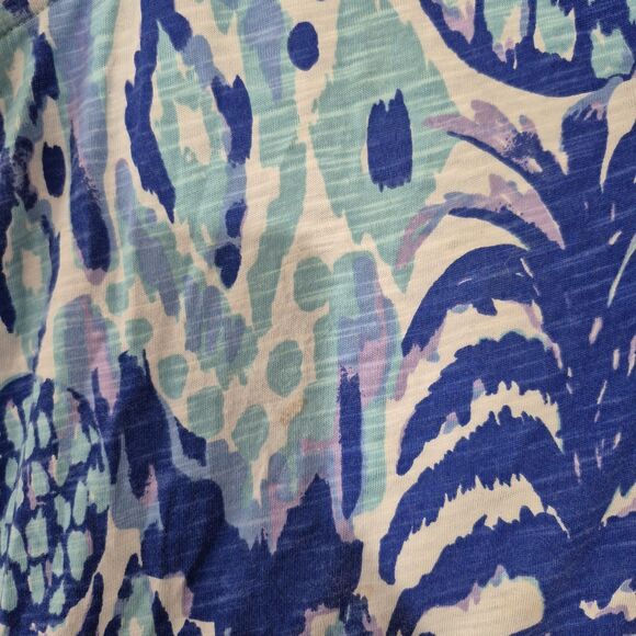 Lilly Pulitzer Women's Sleeveless Serene Blue Tropical Me Print Dev Dress L - Picture 4 of 11